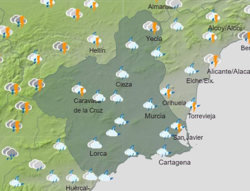 Murcia weekend weather forecast December 7-10: Strong winds and thunderstorms but not for long