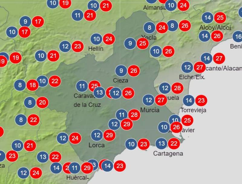 Murcia weekend weather forecast December 7-10: Strong winds and thunderstorms but not for long