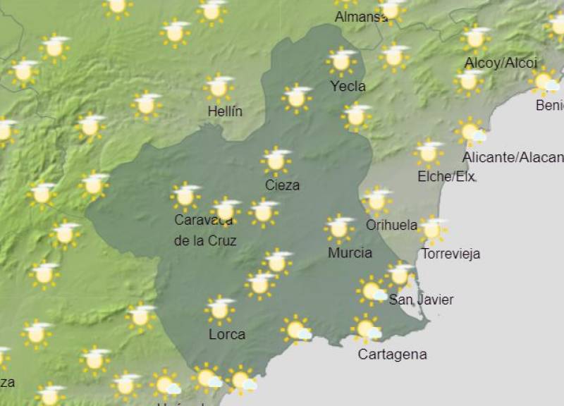 A mini heatwave and more rain: Murcia weekly weather forecast September 23-29