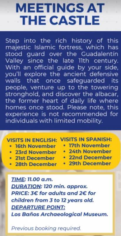 November 23 Guided tour IN ENGLISH of Alhama de Murcia castle