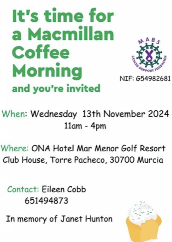 November 13 MABS coffee morning at Mar Menor Golf Resort