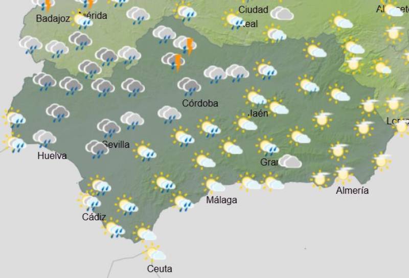 Andalusia weekly weather forecast January 20-26: Warmer but very rainy