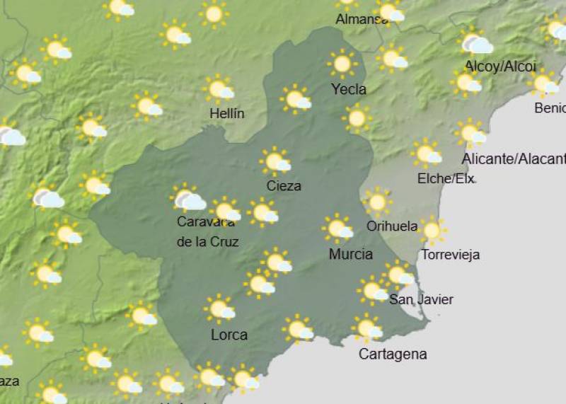 The good weather returns: Murcia weekly forecast March 24-27