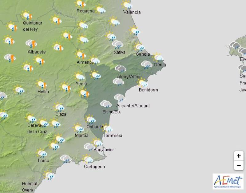 Alicante weather forecast May 12-15: Clouds, rain and thunder