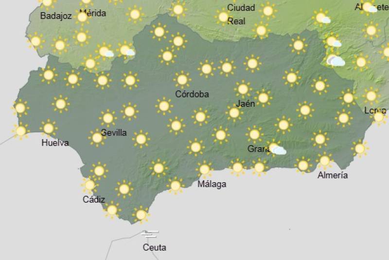 Andalucía weekly weather forecast May 26-29: Clear skies and climbing temperatures with some inland showers