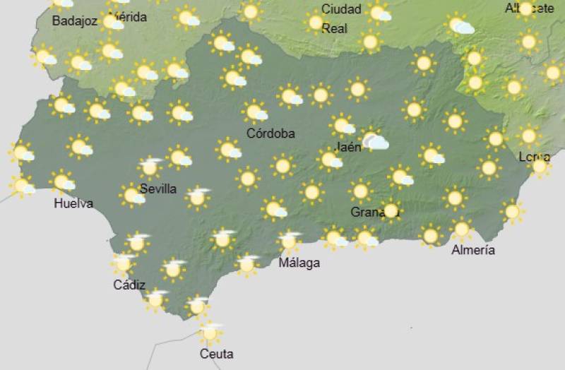 Andalucía weekly weather forecast May 26-29: Clear skies and climbing temperatures with some inland showers