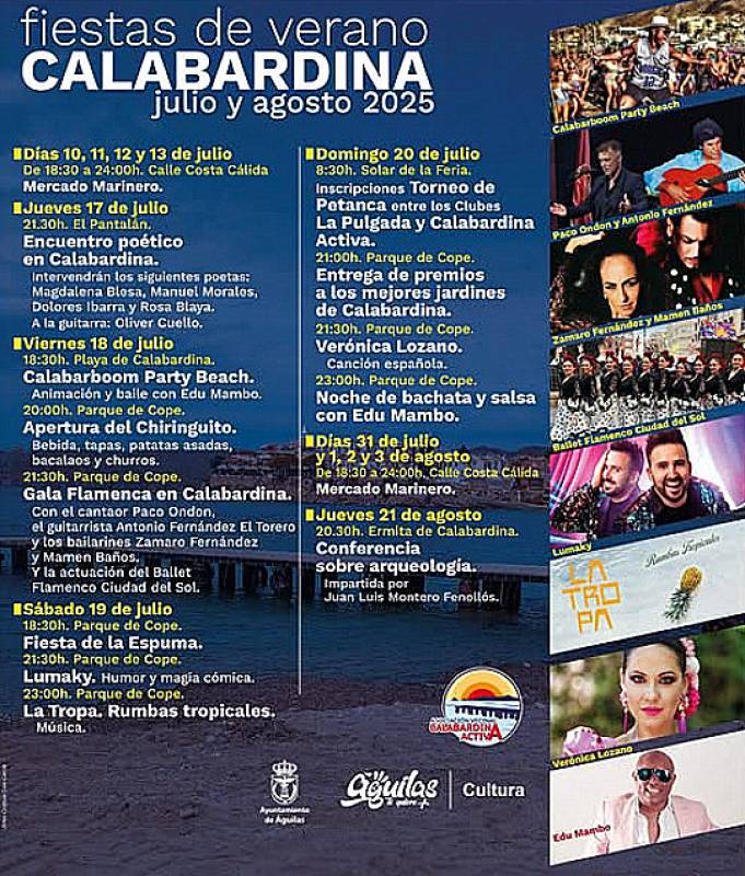 July 18 to 20 Annual summer fiestas in Calabardina