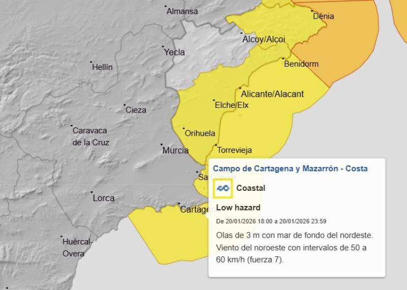 Coastal Murcia to get a battering from rain, wind and storms this week: Weather forecast January 19-22
