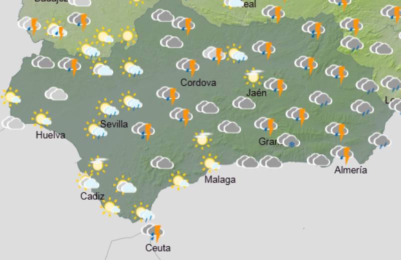 Andalucía weekly weather forecast February 2-5: Repeated bouts of rain, strong winds and some milder air