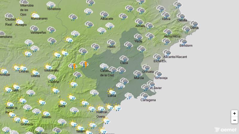 Murcia weather forecast October 15-18: Thunderstorms and a drop in temperatures